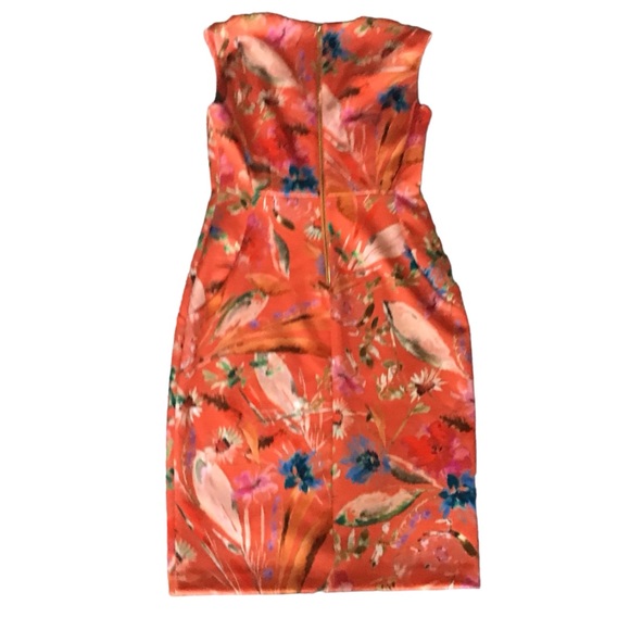 CALVIN KLEIN Scuba Ponte Orange Floral Sleeveless Exp. Zipper NWT SZ 8 MSRP $134 - Picture 5 of 9